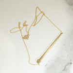 Gold Rail Road Nail Necklace with Old Mine Diamond