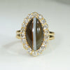Superb Banded Agate OMC Diamond Halo Ring