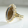 Superb Banded Agate OMC Diamond Halo Ring