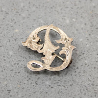 Ornate Engraved Sterling "D" Brooch