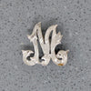 Engraved Sterling Foliate Font "M" Brooch