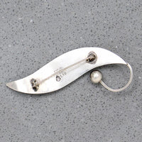 Elegant Mid Century Sterling Leaf Brooch
