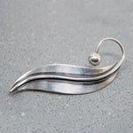 Elegant Mid Century Sterling Leaf Brooch