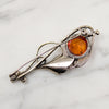 Jaunty Silver Nosegay Brooch with Amber