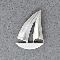 Breezy Sterling Silver Sailboat Brooch