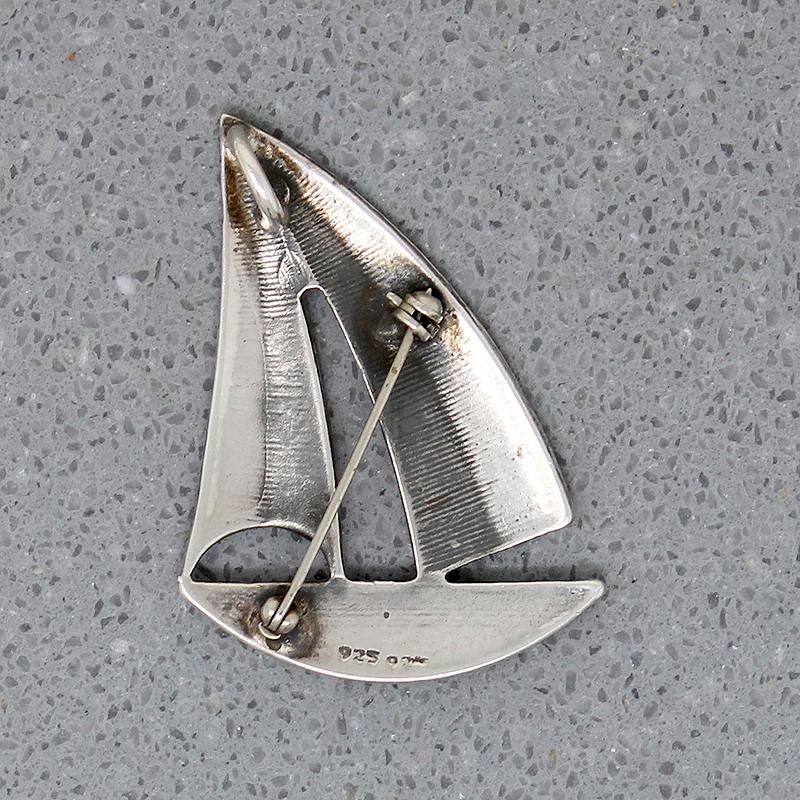 Breezy Sterling Silver Sailboat Brooch