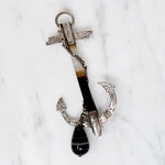Engraved Silver & Banded Agate Sailor's Cross Brooch