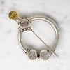 Superb Scottish Penannular Cloak Pin with Agate & Citrine