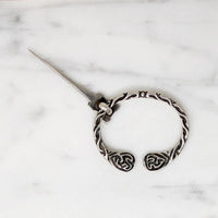Celtic Knot Work Silver Penannular Cloak Pin