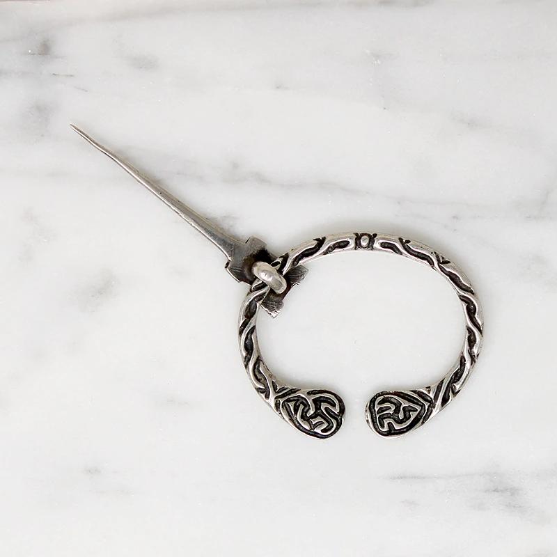Celtic Knot Work Silver Penannular Cloak Pin