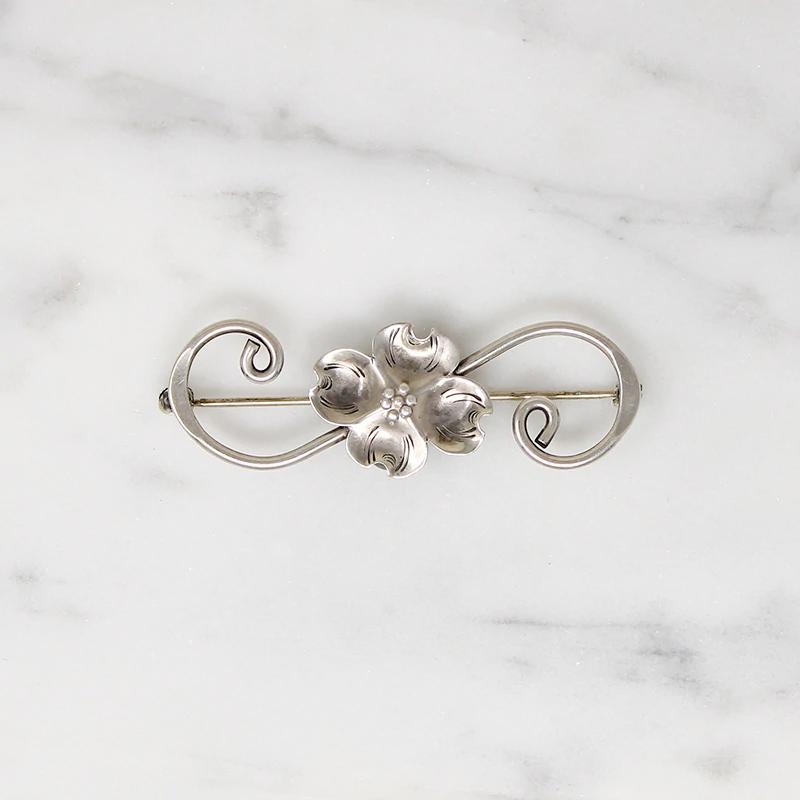 NYE Sterling Dogwood Blossom Brooch