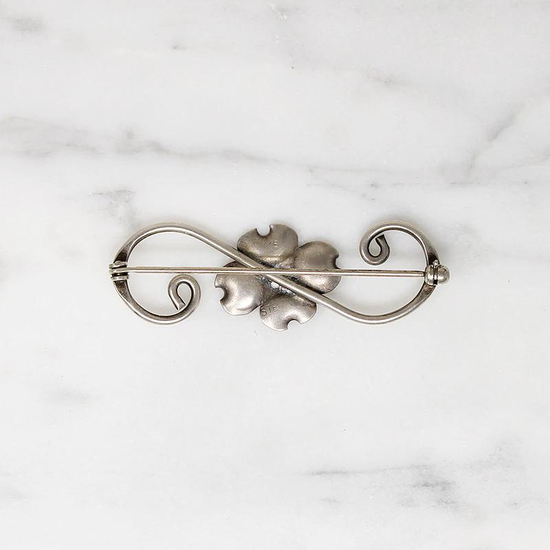 NYE Sterling Dogwood Blossom Brooch