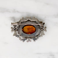 Elaborate Edwardian Citrine & Silver Brooch