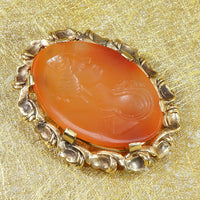 Athena Carnelian Intaglio Gold Brooch