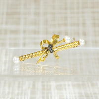 Saucy Bow Diamond & Pearl 18k Brooch