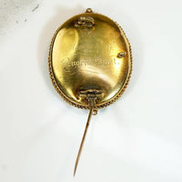 Fine Mourning Locket Brooch in 18k Onyx & Diamond