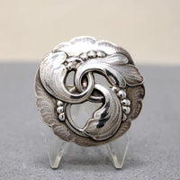 Rare Georg Jenson Design 20 Silver Leaves Brooch
