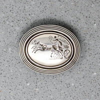 Greek Winged Figure & Chariot Engraved Sterling Brooch