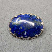 Dramatic Lapis Lazuli Brooch in 950 Silver