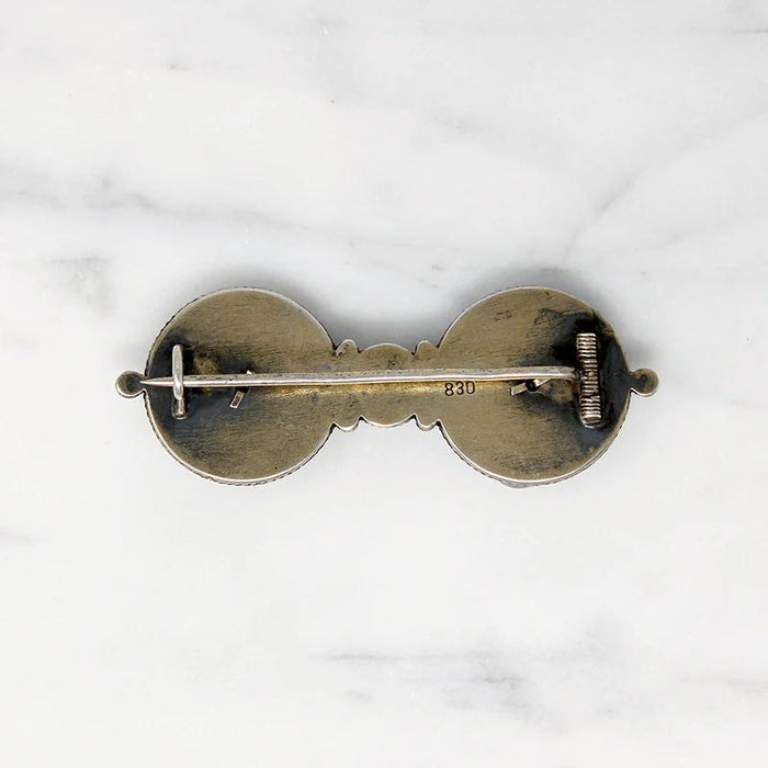 Charming Edwardian Floral Enameled Silver Brooch