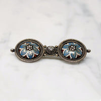 Charming Edwardian Floral Enameled Silver Brooch