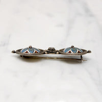 Charming Edwardian Floral Enameled Silver Brooch