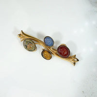 Natural Gemstone Scarab Brooch