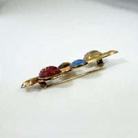 Natural Gemstone Scarab Brooch