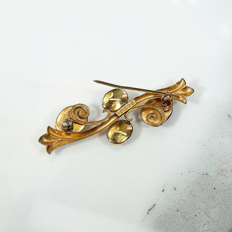 Natural Gemstone Scarab Brooch
