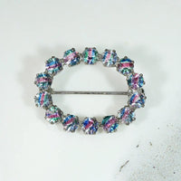 Colorful Watermelon Rhinestone Oval Brooch