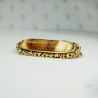 Antique Petrified Mastodon Tusk & Gold Nugget Brooch