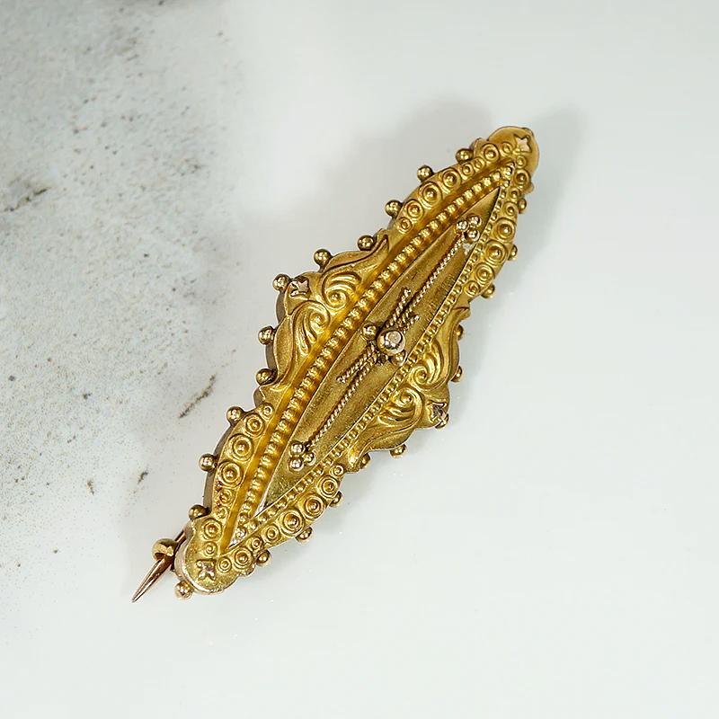 Etruscan Revival 15ct English Gold Brooch Locket