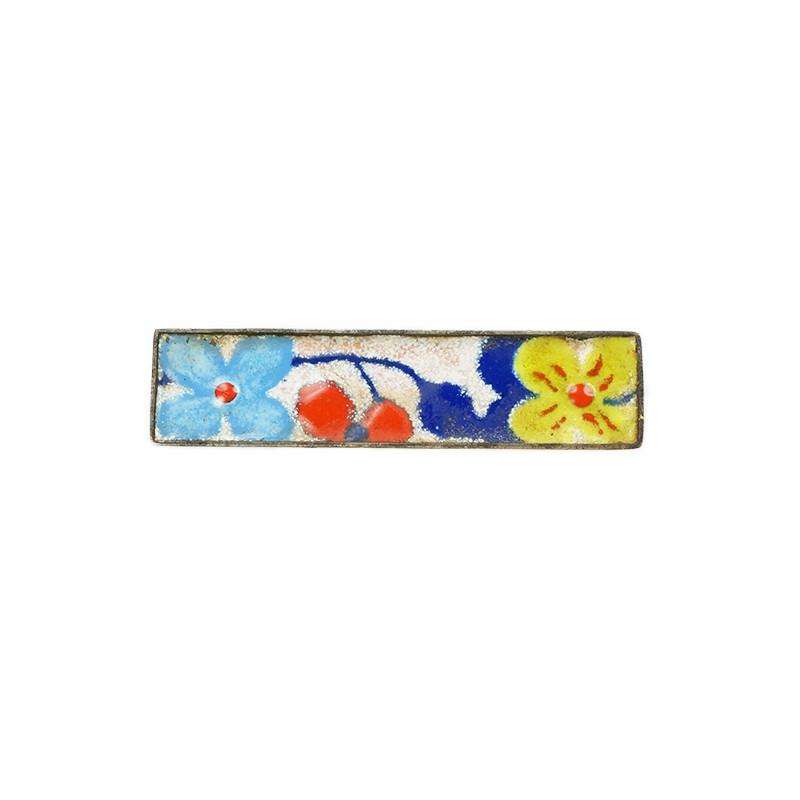 Bright Floral Enameled Brooch Mid Century Modern Pereli Metall