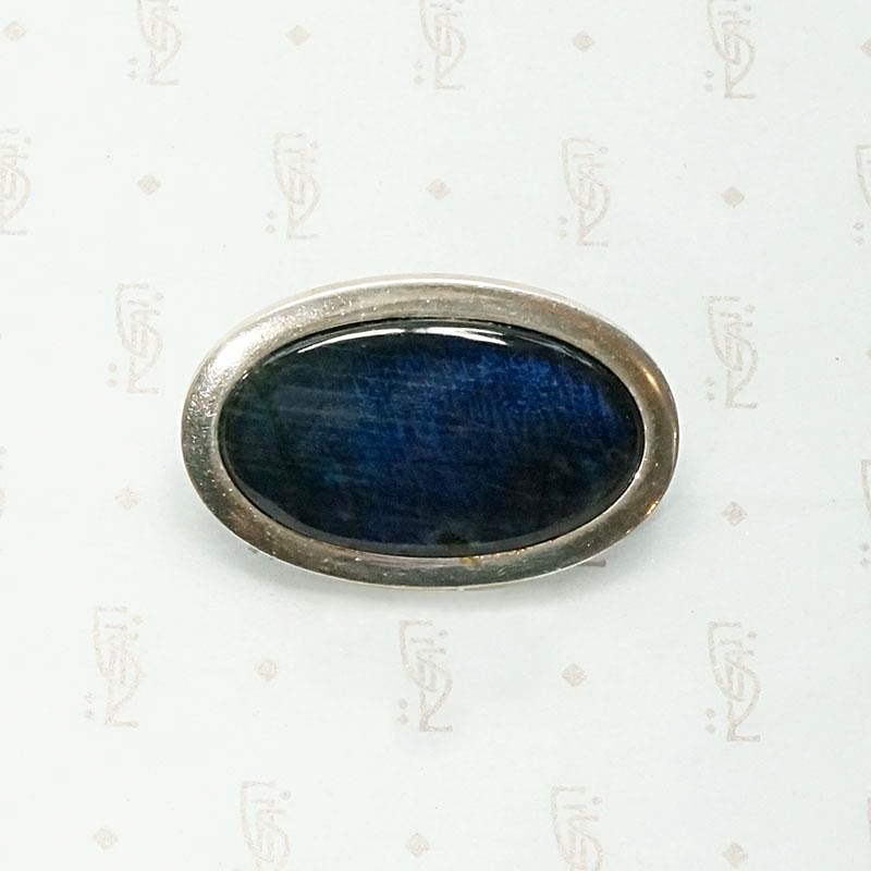 Mid Century Labradorite Brooch in Silver