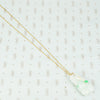 Pale green with apple green streaks carved jade pendant in the shape of plums and peaches on a gold filled chain