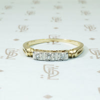 palladium 14k 3 diamond band circa 1940's 2 tone