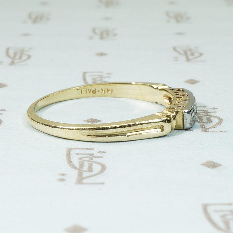 palladium 14k 3 diamond band circa 1940's 2 tone