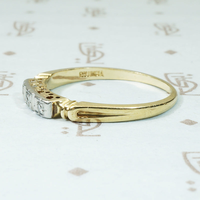 1940's Palladium and 14k Diamond Band