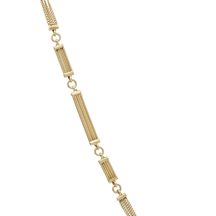 Long gold panel chain detail