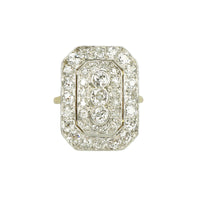 Platinum on Gold Deco Diamond Panel Ring