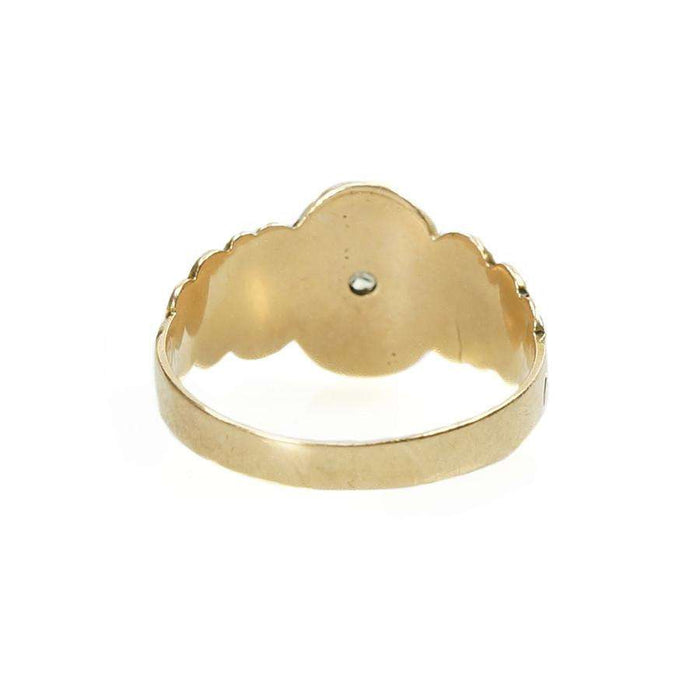 Rose Gold Victorian Panel Ring set with a Rose Cut Diamond