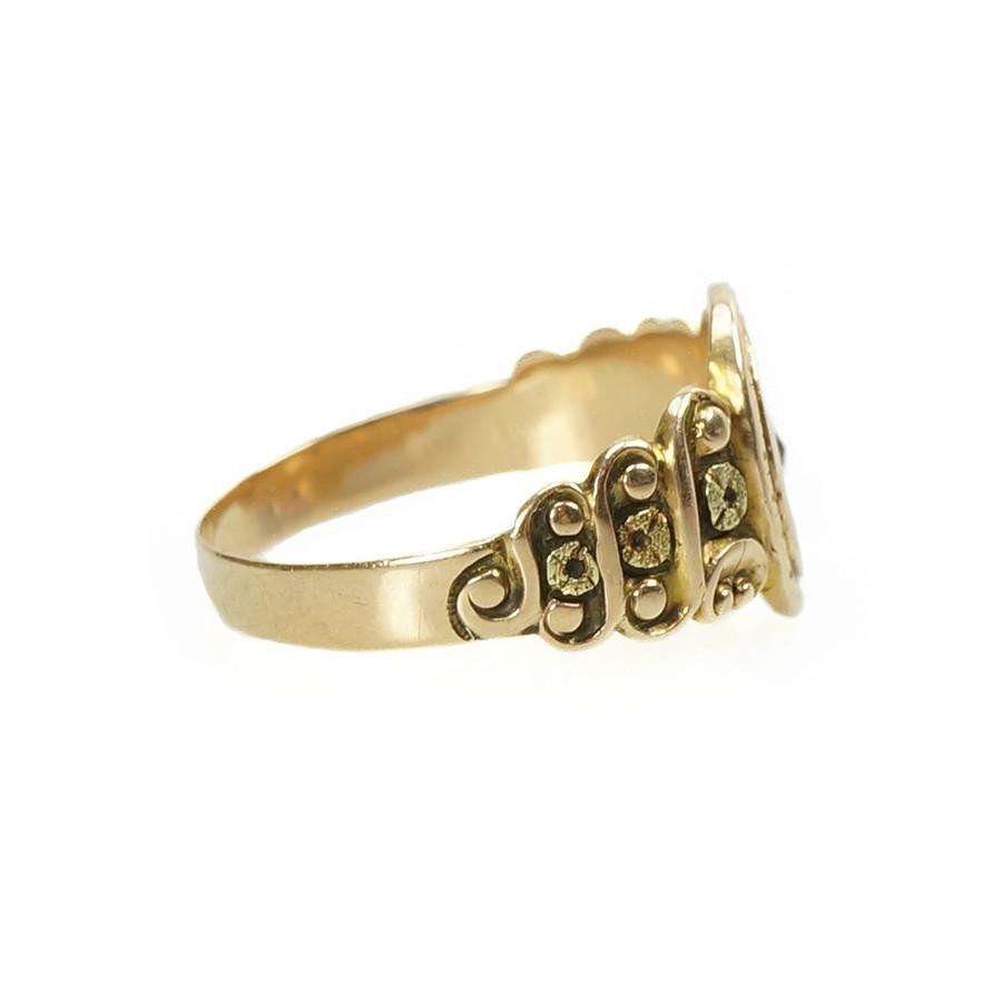 Rose Gold Victorian Panel Ring set with a Rose Cut Diamond