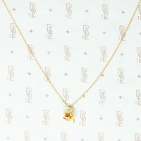 vintage gold ruby set pansy moon pendant