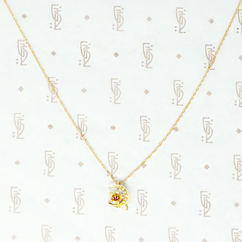 vintage gold ruby set pansy moon pendant