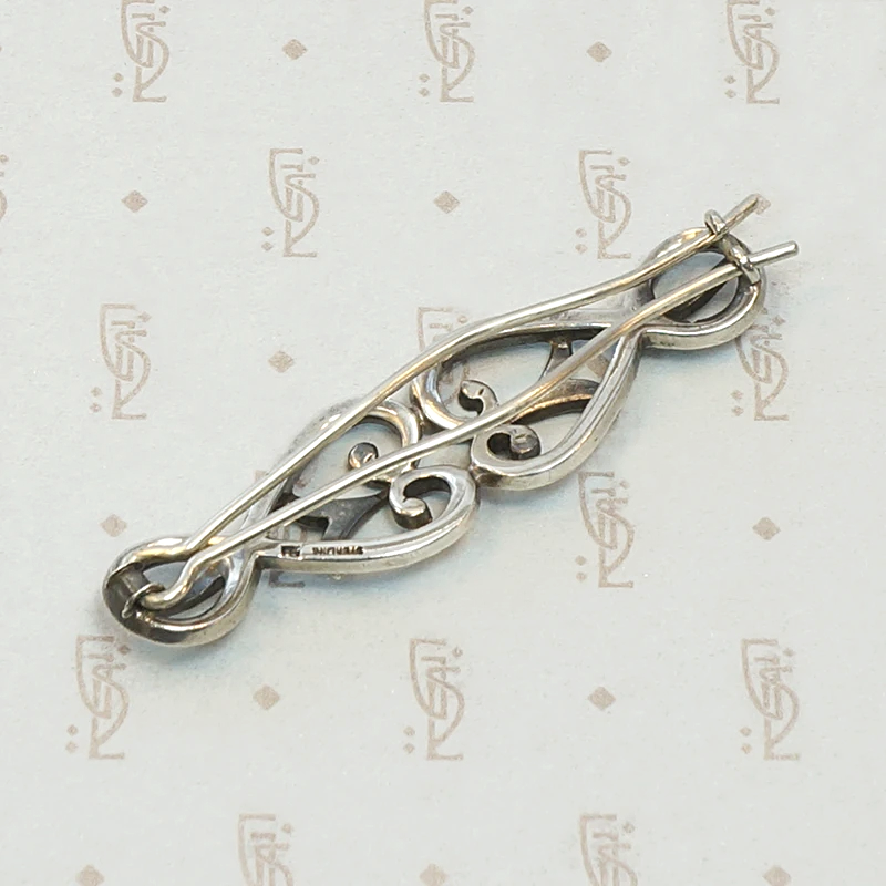 Rare Art Nouveau Sterling and Paste Barrette