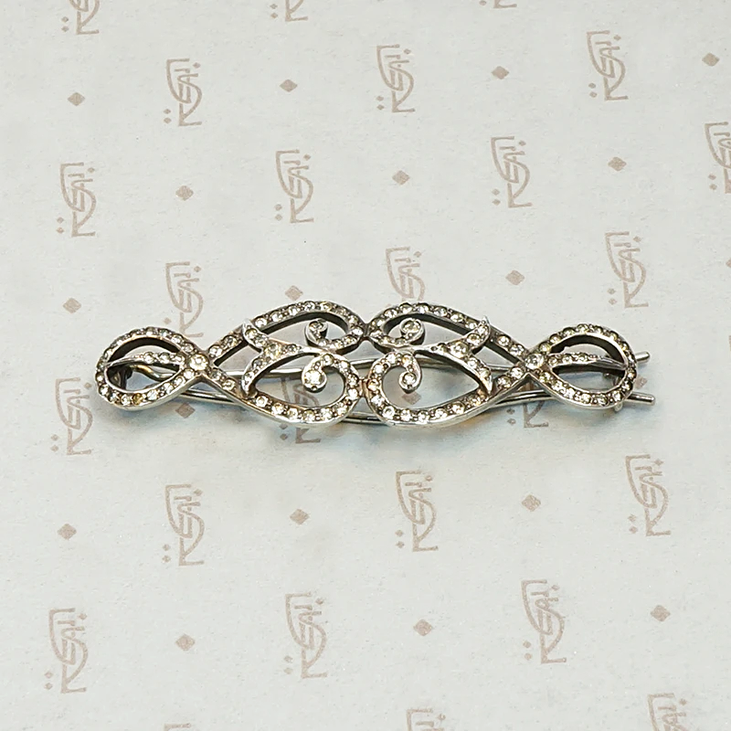Rare Art Nouveau Sterling and Paste Barrette