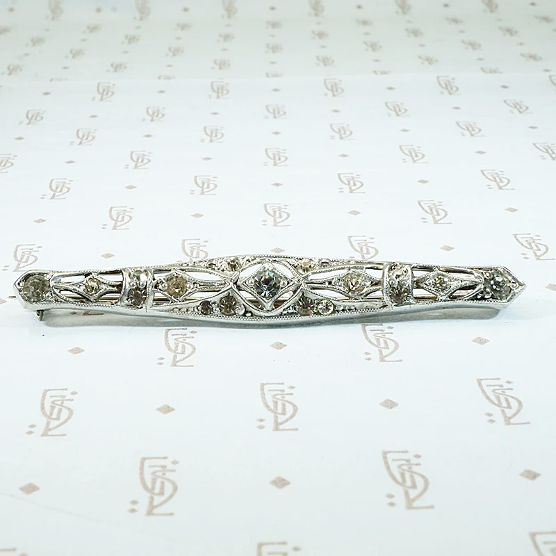 Delicate Sterling Silver & Paste Bar Pin