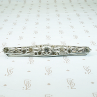 Delicate Sterling Silver & Paste Bar Pin