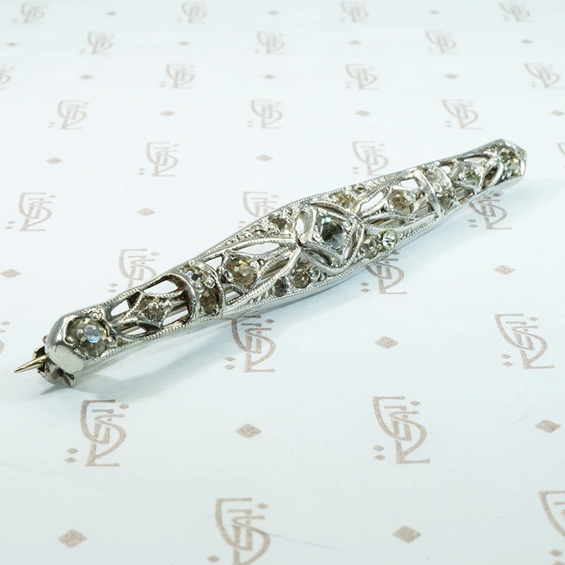 Delicate Sterling Silver & Paste Bar Pin