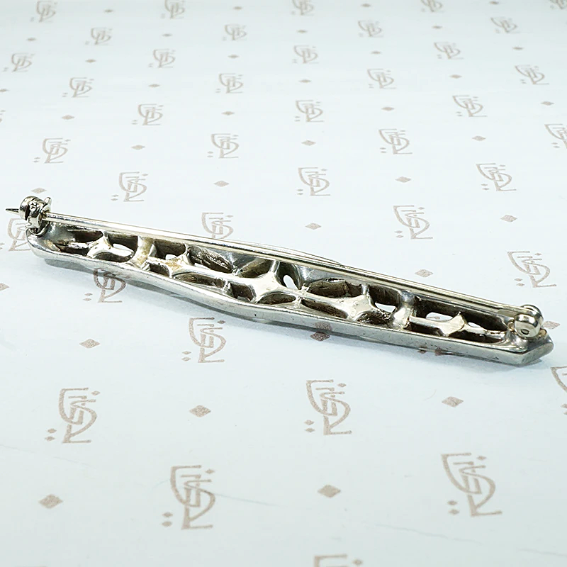 Delicate Sterling Silver & Paste Bar Pin
